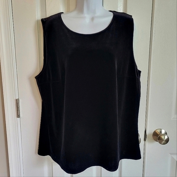 Vintage Giorgio Sant Angelo black velvet sleeveless plus top‎ 70s or 80s size 2X - Picture 1 of 16